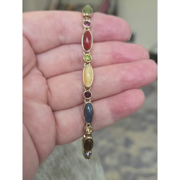 Jewelry - Liz Claiborne Goldtone Vintage Rhinestone Stone Tennis Bracelet